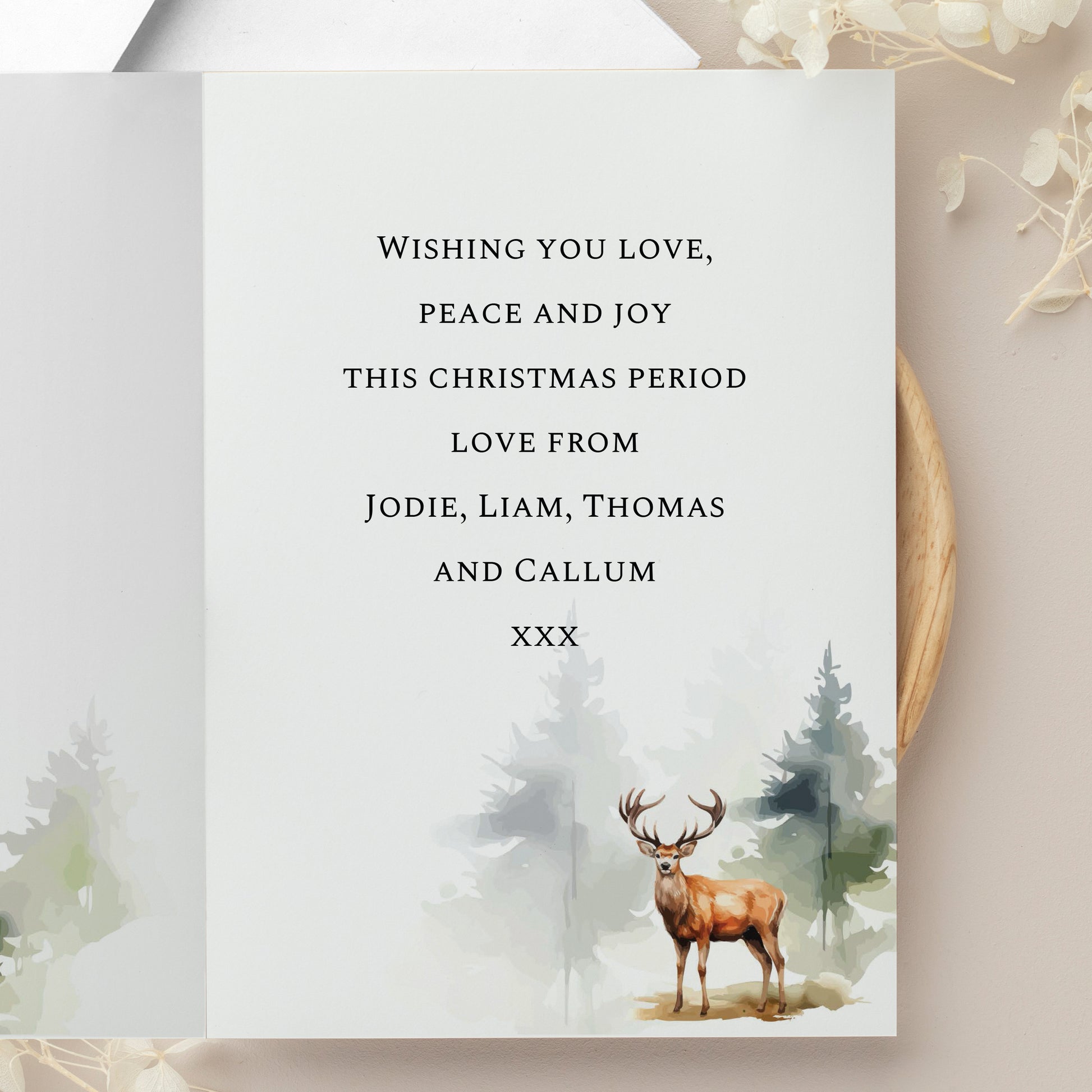 Personalised Watercolour Stag Greetings Card - MK&JD Gifts