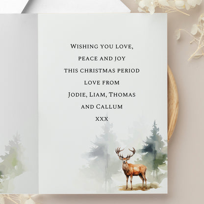 Personalised Watercolour Stag Greetings Card - MK&JD Gifts