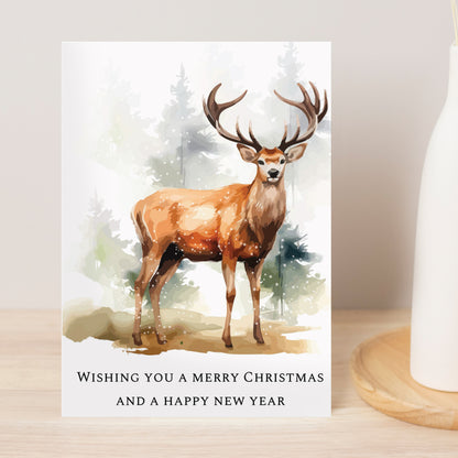Personalised Watercolour Stag Greetings Card - MK&JD Gifts