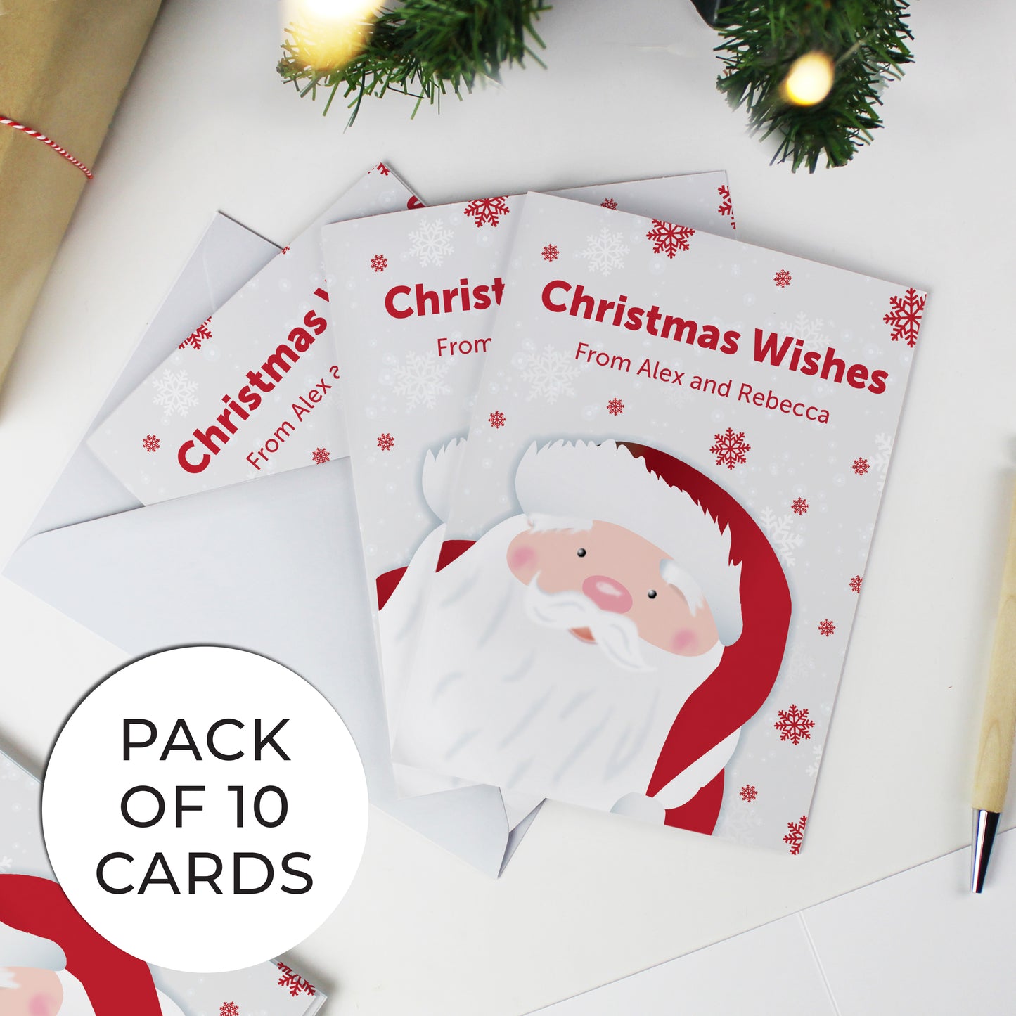 Personalised Pack of 10 Christmas Cards - Santa - MK&JD Gifts