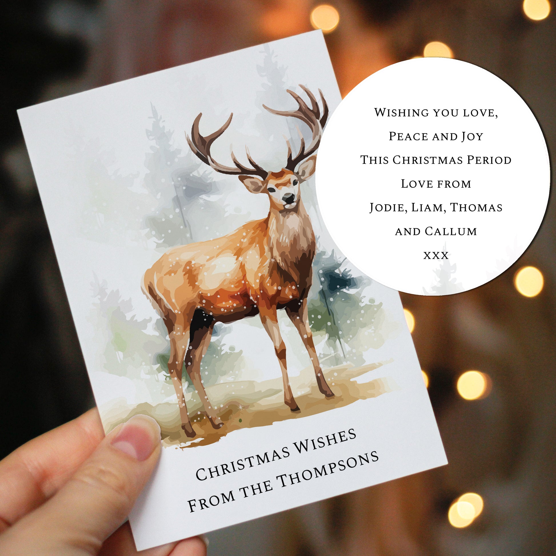 Personalised Pack of 10 Christmas Cards - Stag - MK&JD Gifts