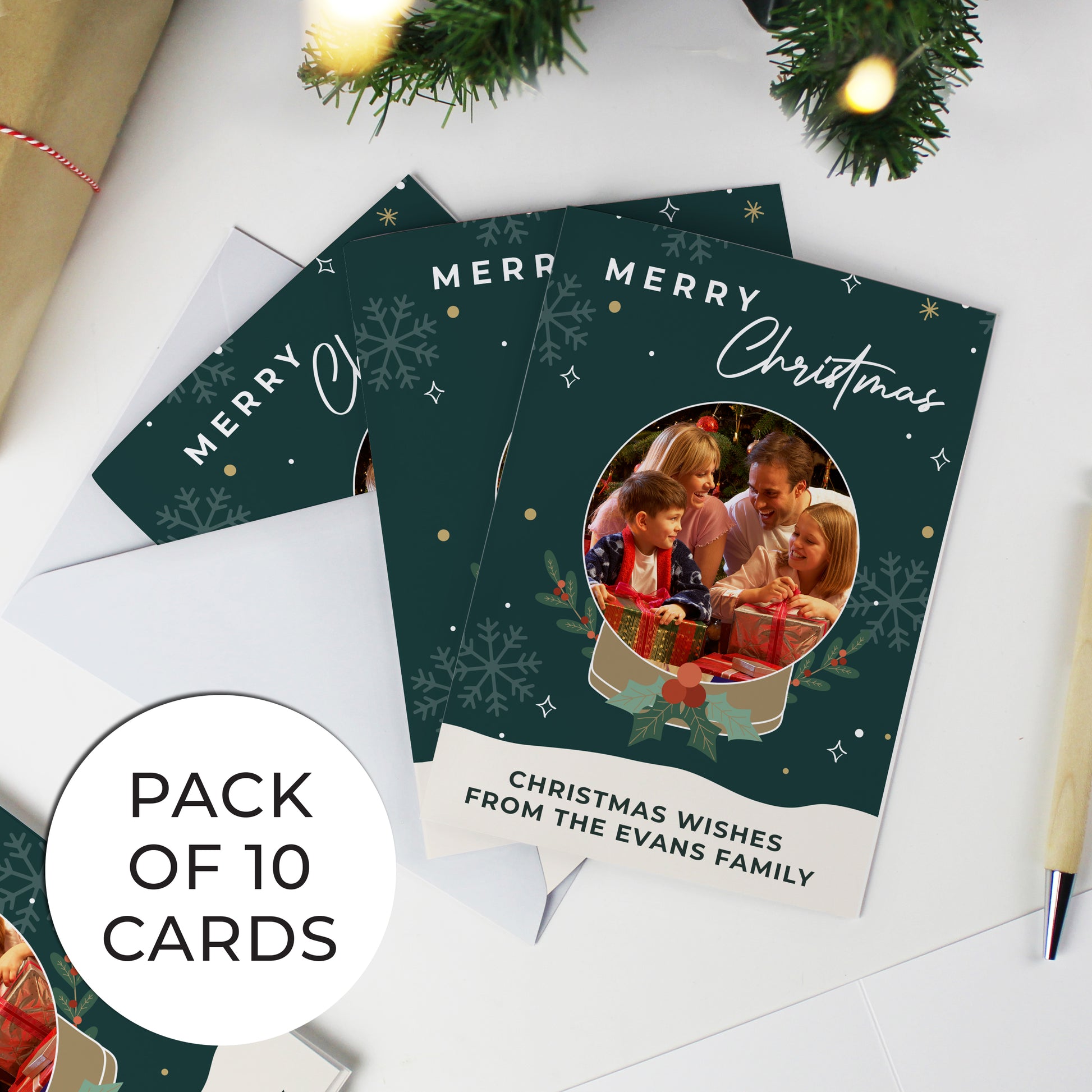 Personalised Pack of 10 Christmas Cards - Photo Upload - MK&JD Gifts