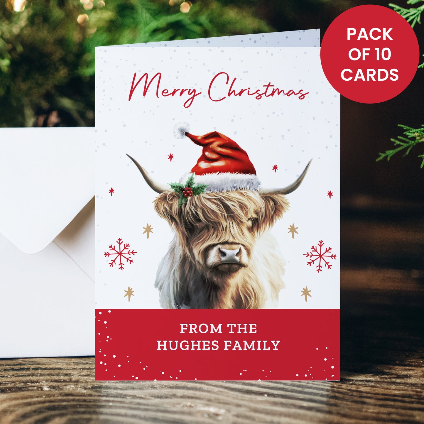 Personalised Highland Cow Pack of 10 Christmas Cards - MK&JD Gifts