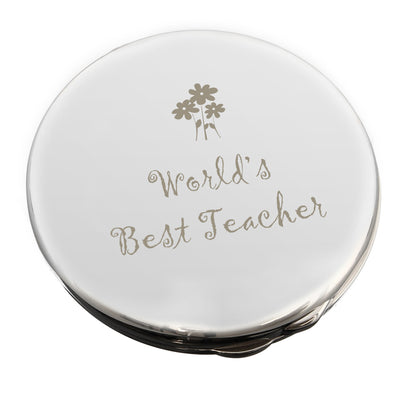 Worlds Best Teacher Round Compact Mirror - MK&JD Gifts