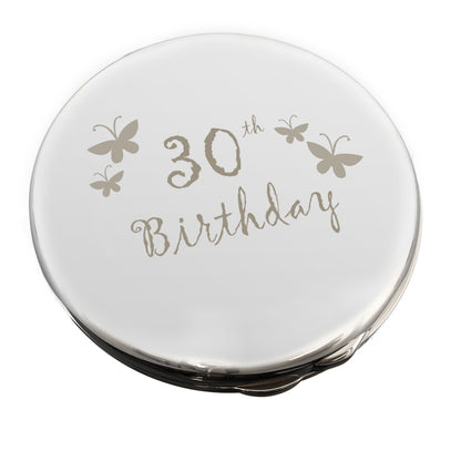 30th Butterfly Round Compact Mirror - MK&JD Gifts