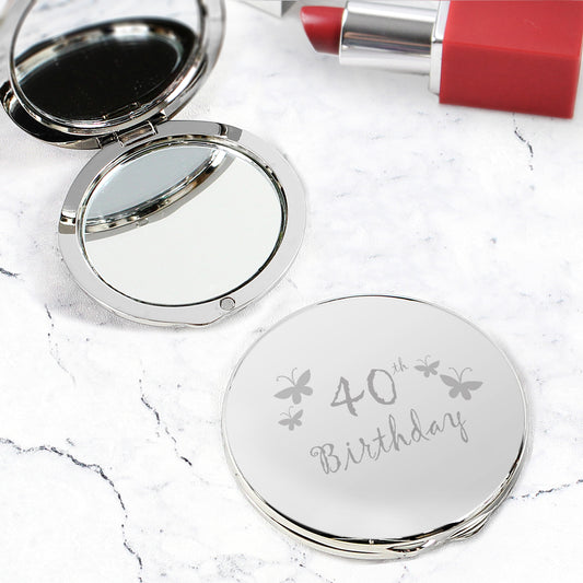 40th Butterfly Round Compact Mirror - MK&JD Gifts