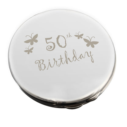 50th Butterfly Round Compact Mirror - MK&JD Gifts