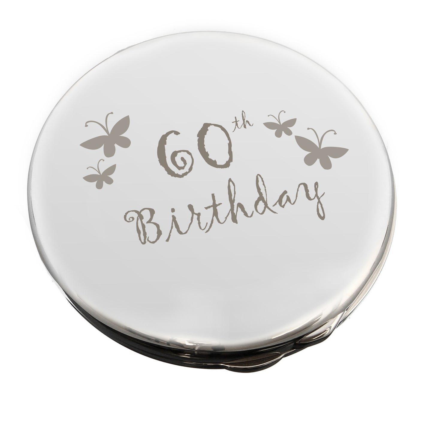 60th Butterfly Round Compact Mirror - MK&JD Gifts