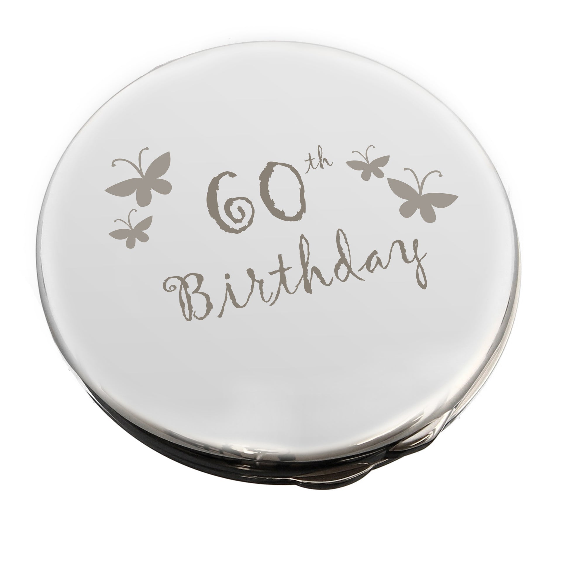 60th Butterfly Round Compact Mirror - MK&JD Gifts