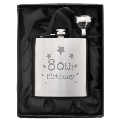 80th Birthday Hip Flask - MK&JD Gifts