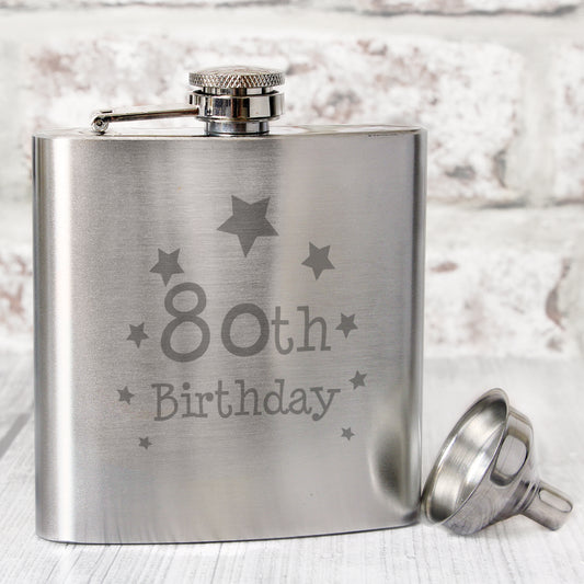 80th Birthday Hip Flask - MK&JD Gifts
