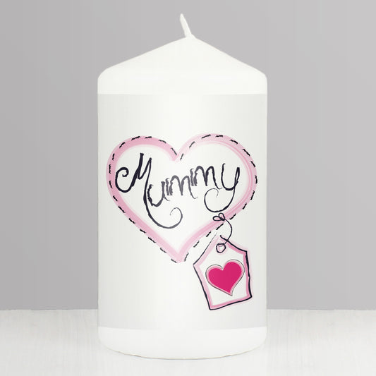 Mummy Heart Stitch Pillar Candle - MK&JD Gifts