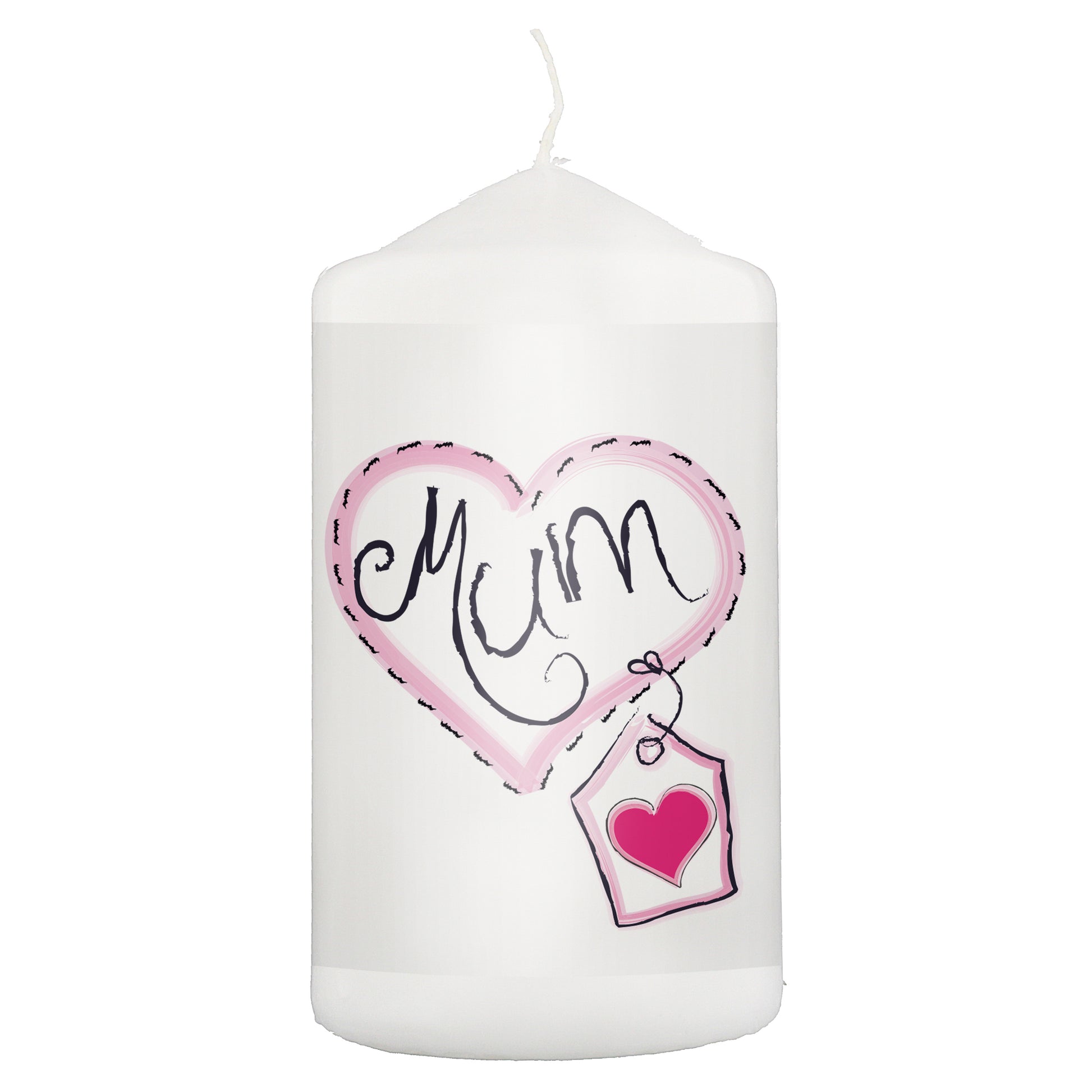 Mum Heart Stitch Pillar Candle - MK&JD Gifts
