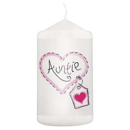 Auntie Heart Stitch Pillar Candle - MK&JD Gifts