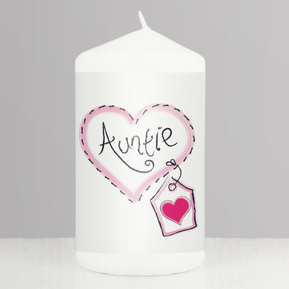 Auntie Heart Stitch Pillar Candle - MK&JD Gifts