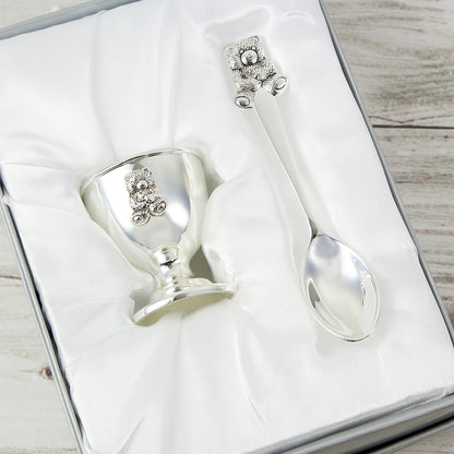 Personalised Silver Egg Cup & Spoon - MK&JD Gifts