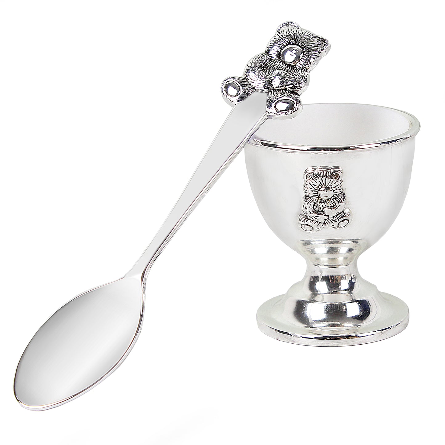 Personalised Silver Egg Cup & Spoon - MK&JD Gifts