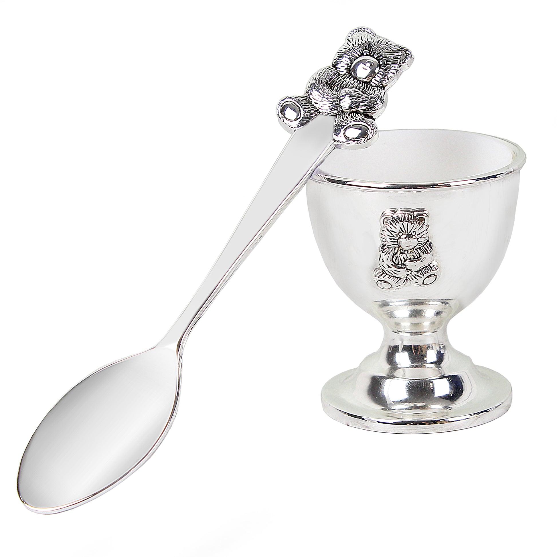 Personalised Silver Egg Cup & Spoon - MK&JD Gifts