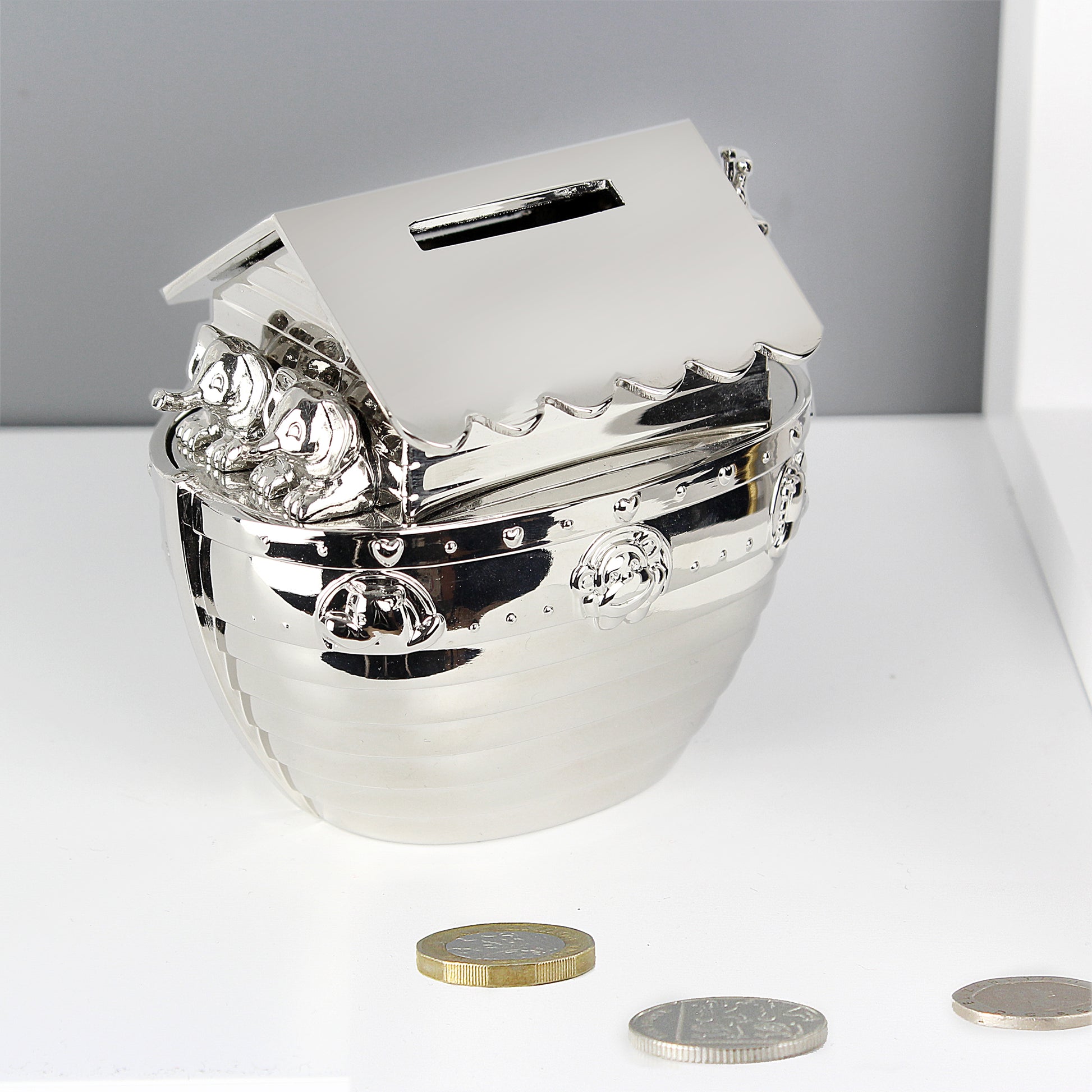 Personalised Silver Noahs Ark Money Box - MK&JD Gifts