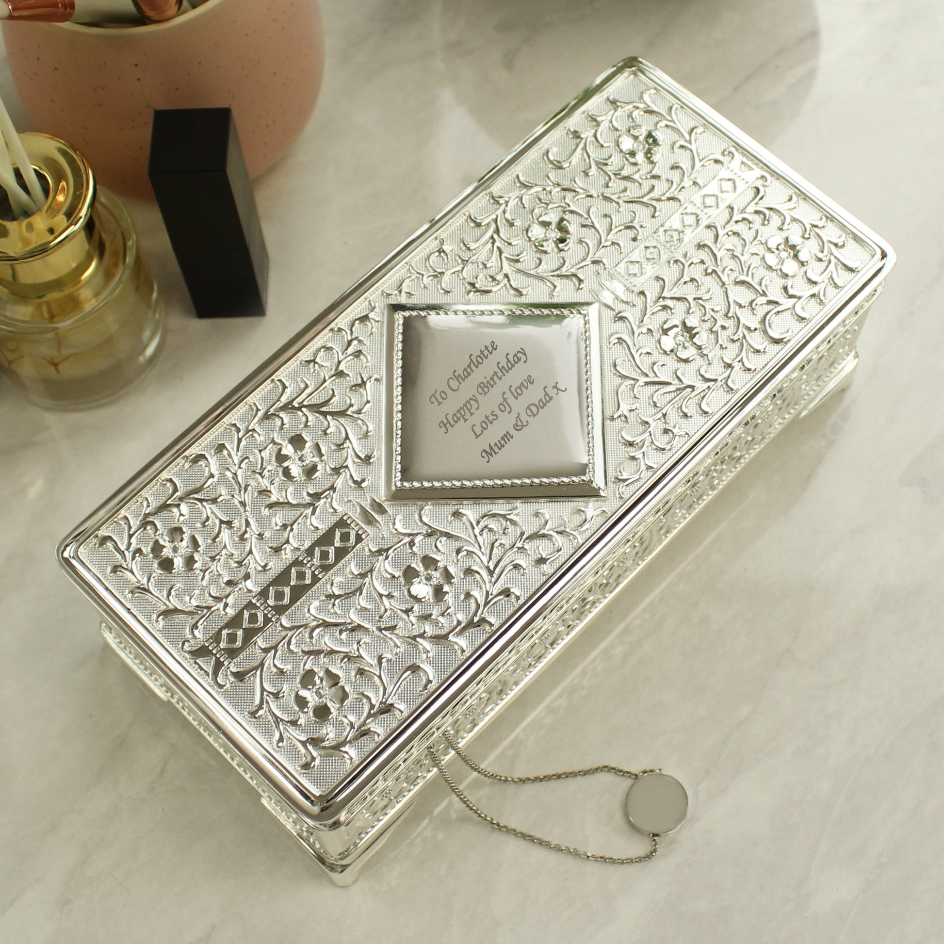 Personalised Antique Silver Plated Jewellery Box - MK&JD Gifts