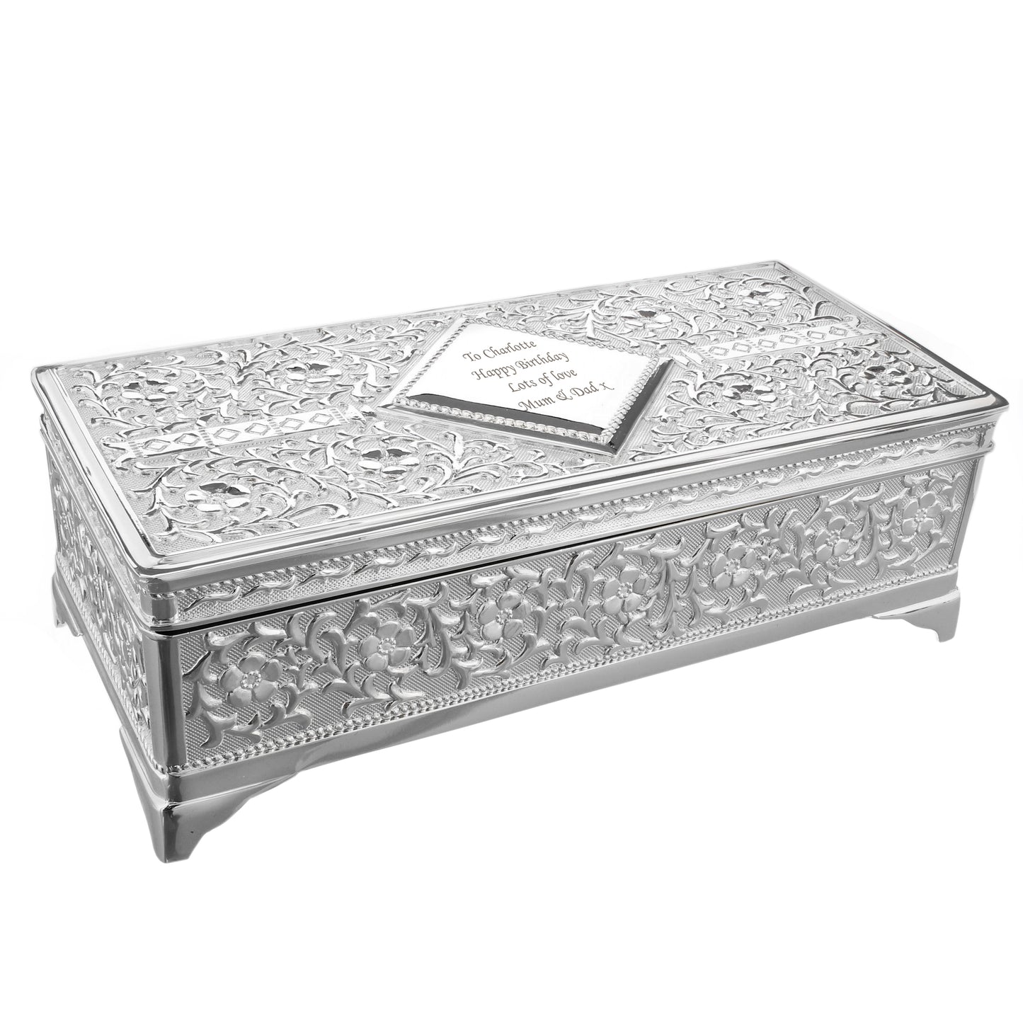 Personalised Antique Silver Plated Jewellery Box - MK&JD Gifts