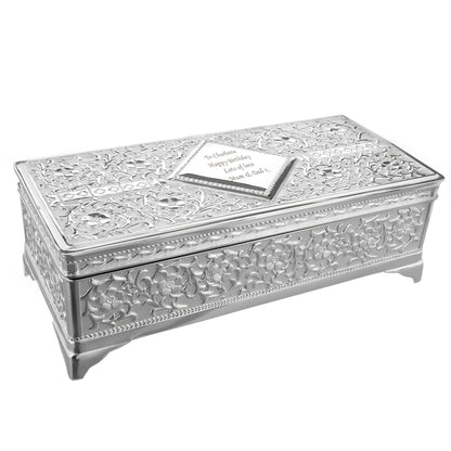 Personalised Antique Silver Plated Jewellery Box - MK&JD Gifts