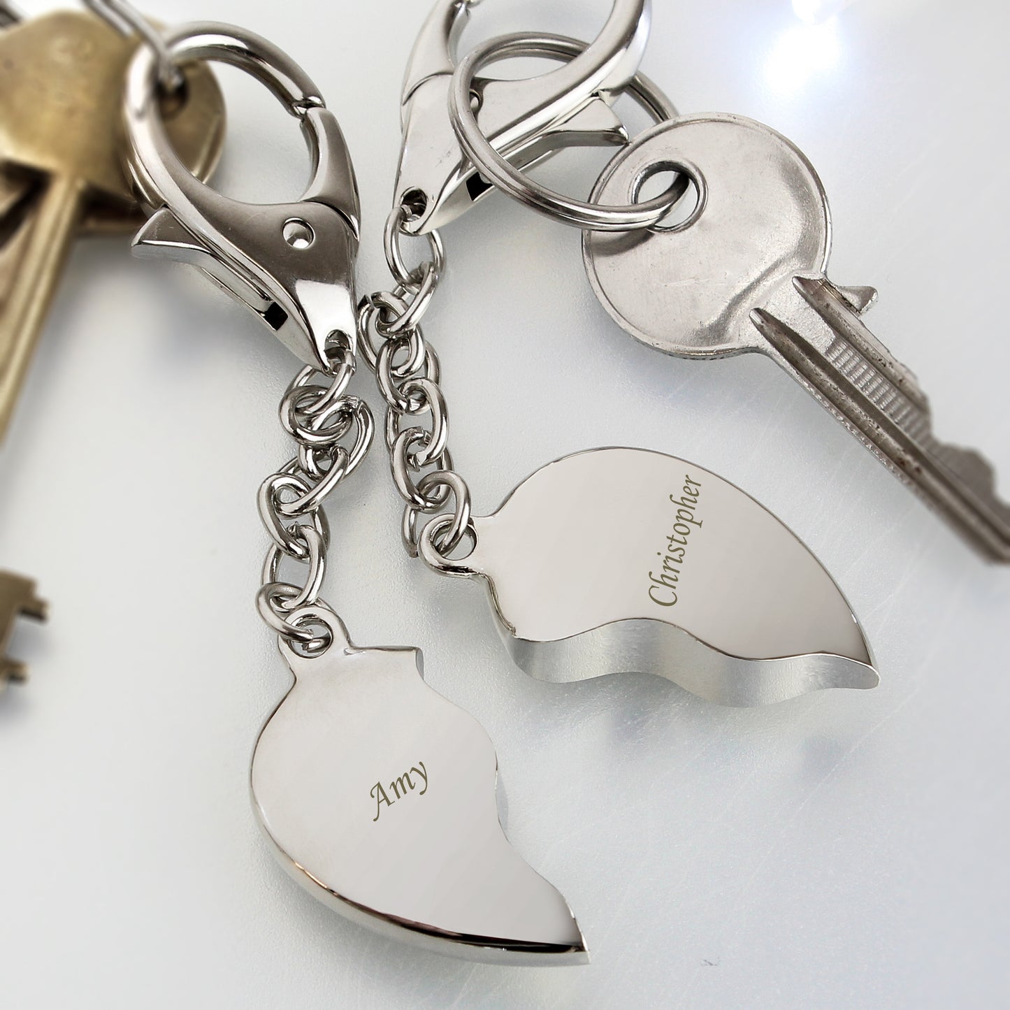 Personalised Two Hearts Keyring - MK&JD Gifts