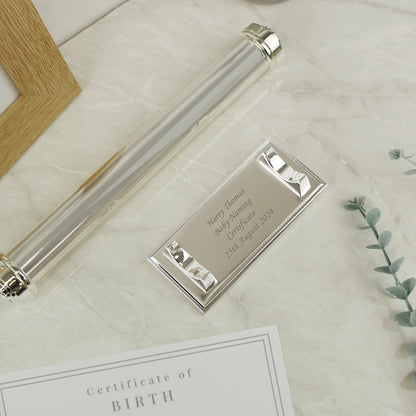 Personalised Plain Silver Plated Certificate Holder - MK&JD Gifts