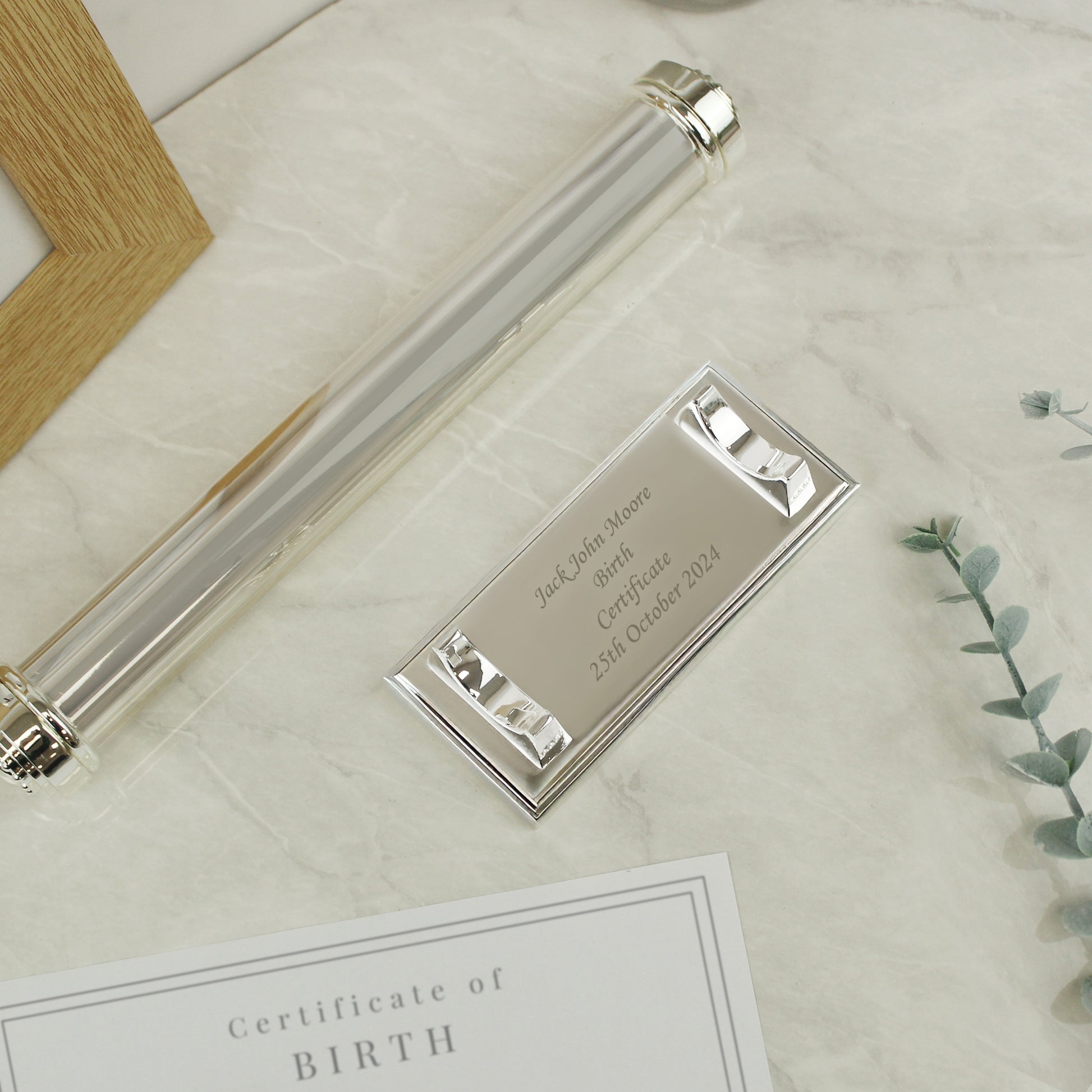 Personalised Plain Silver Plated Certificate Holder - MK&JD Gifts