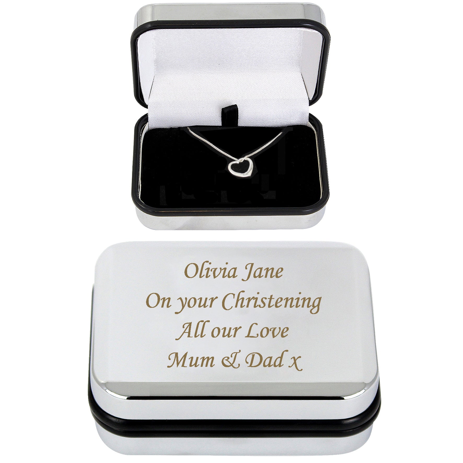 Personalised Box With Sterling Silver Heart Necklace - MK&JD Gifts