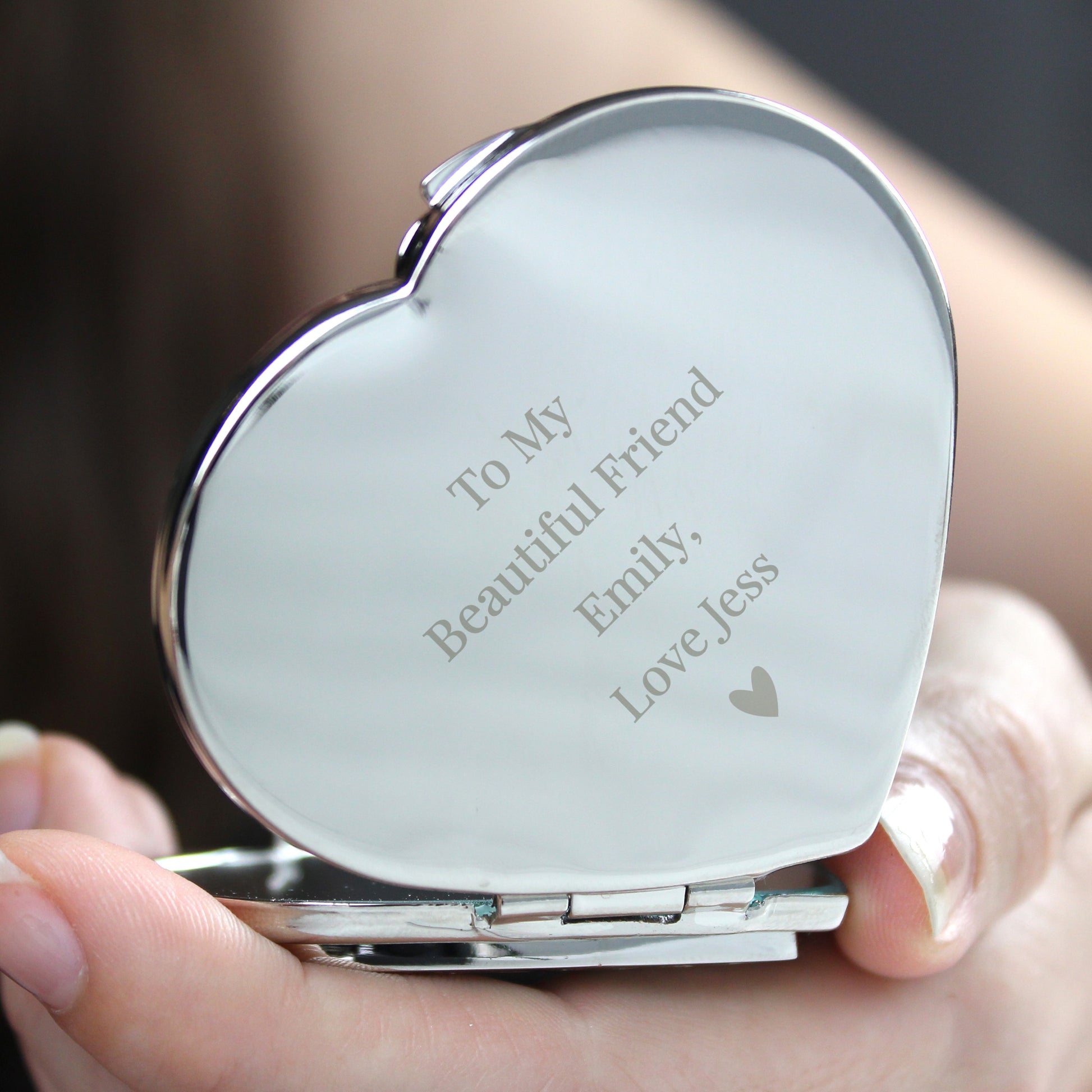 Personalised Diamante Heart Compact Mirror - MK&JD Gifts