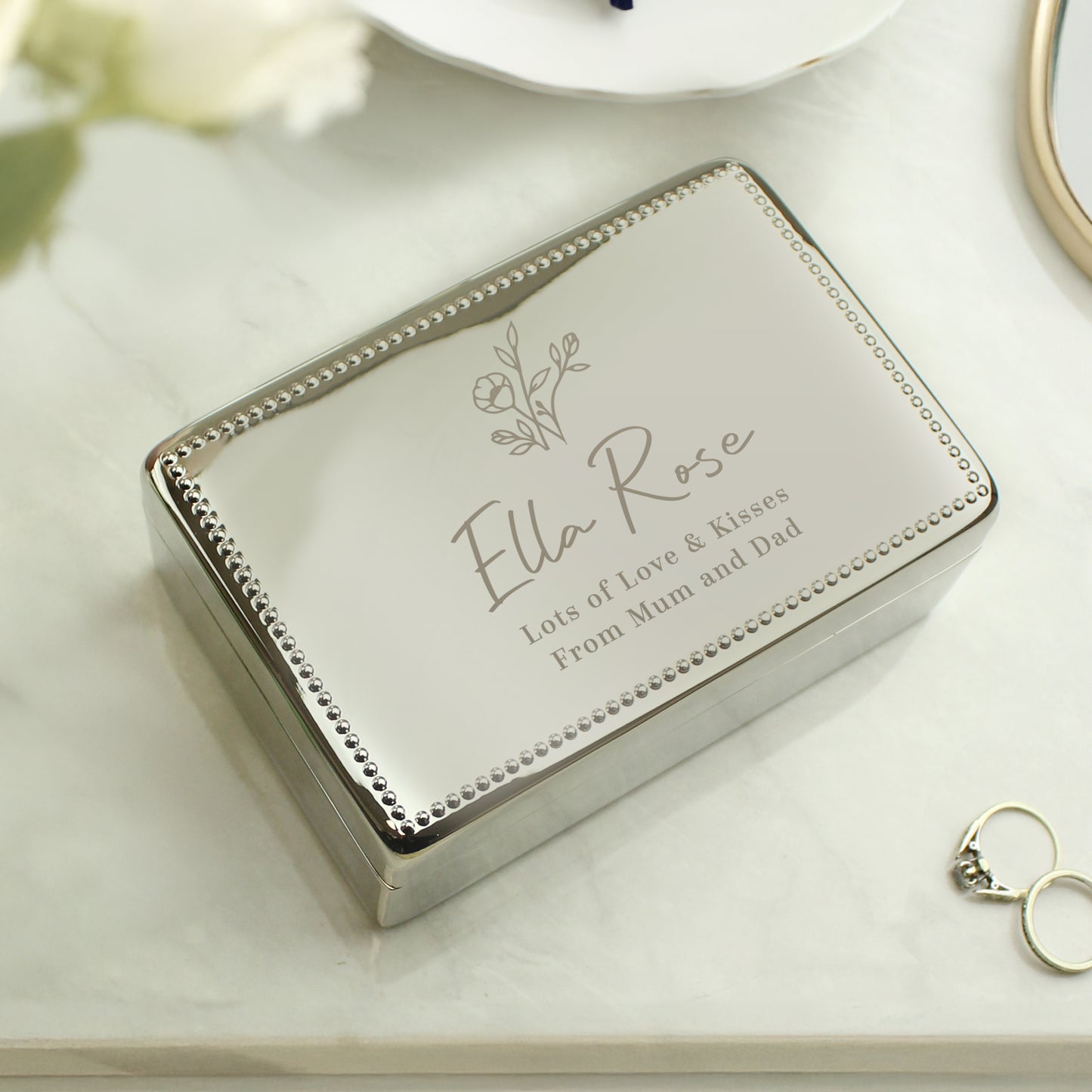Personalised Floral Small Jewellery Box - MK&JD Gifts
