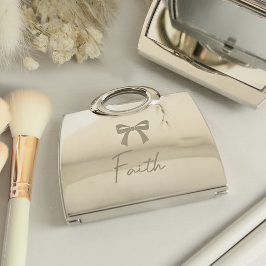 Personalised Bow Handbag Compact Mirror - MK&JD Gifts