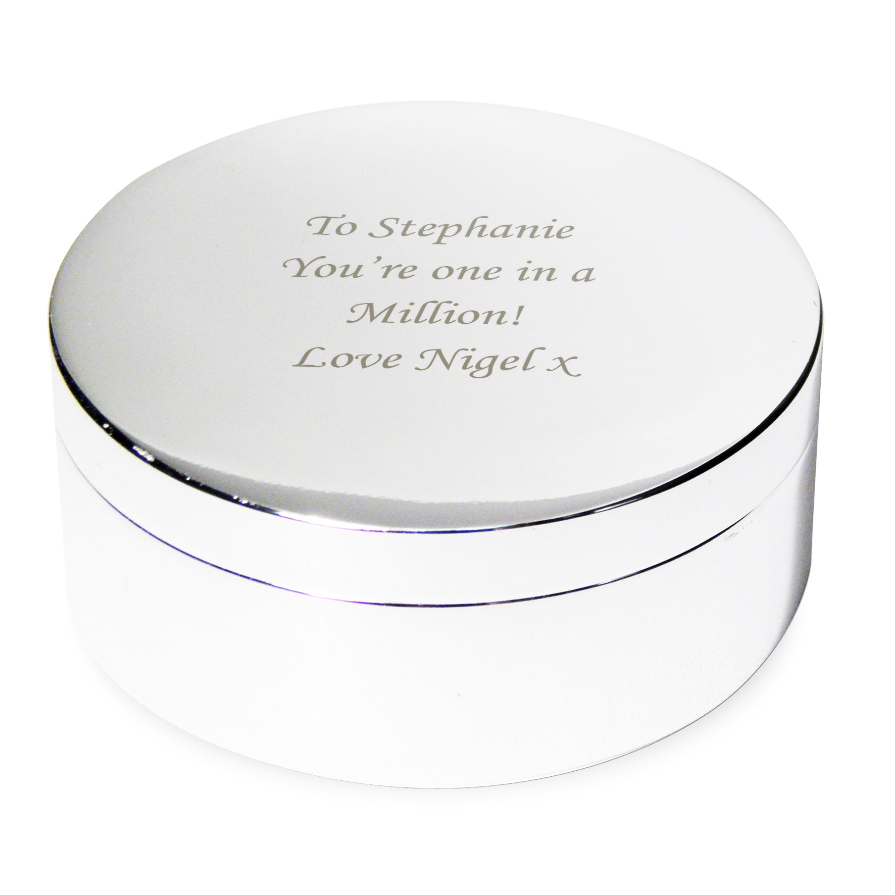Personalised Round Trinket Box - MK&JD Gifts