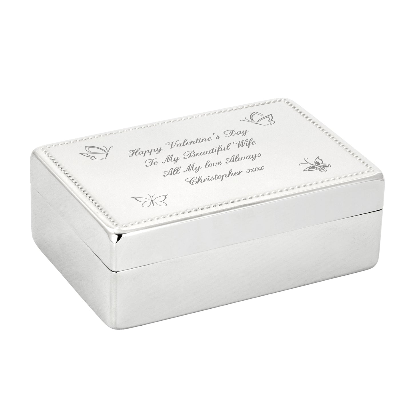 Personalised Butterfly Rectangular Jewellery Box - MK&JD Gifts