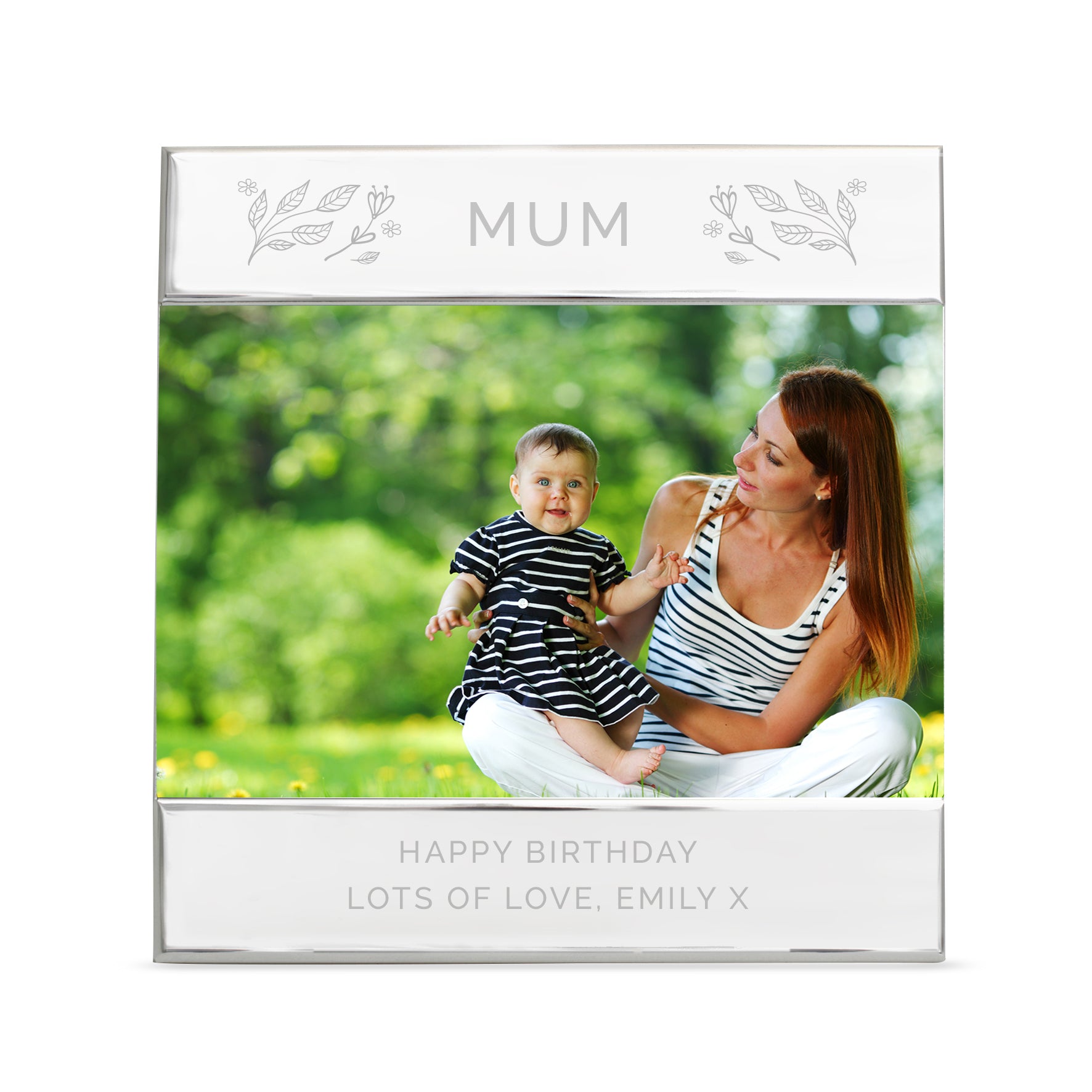 Personalised Silver Floral 6x4 Photo Frame - MK&JD Gifts