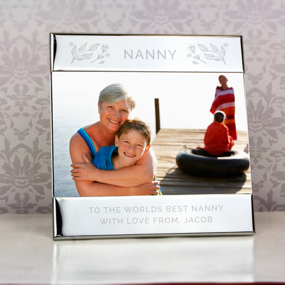 Personalised Silver Floral 6x4 Photo Frame - MK&JD Gifts
