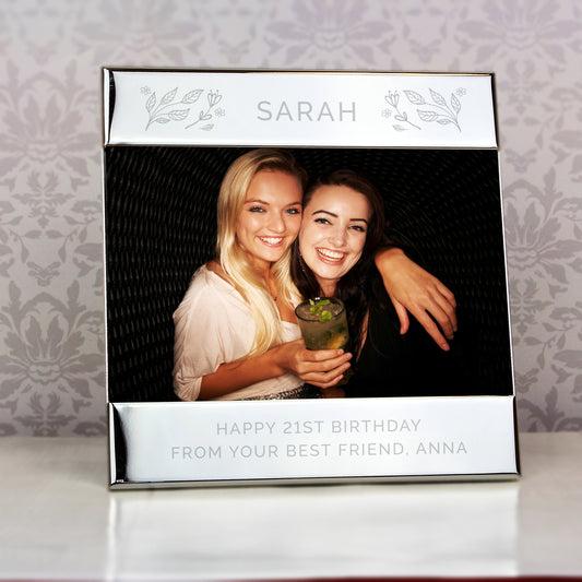 Personalised Silver Floral 6x4 Photo Frame - MK&JD Gifts