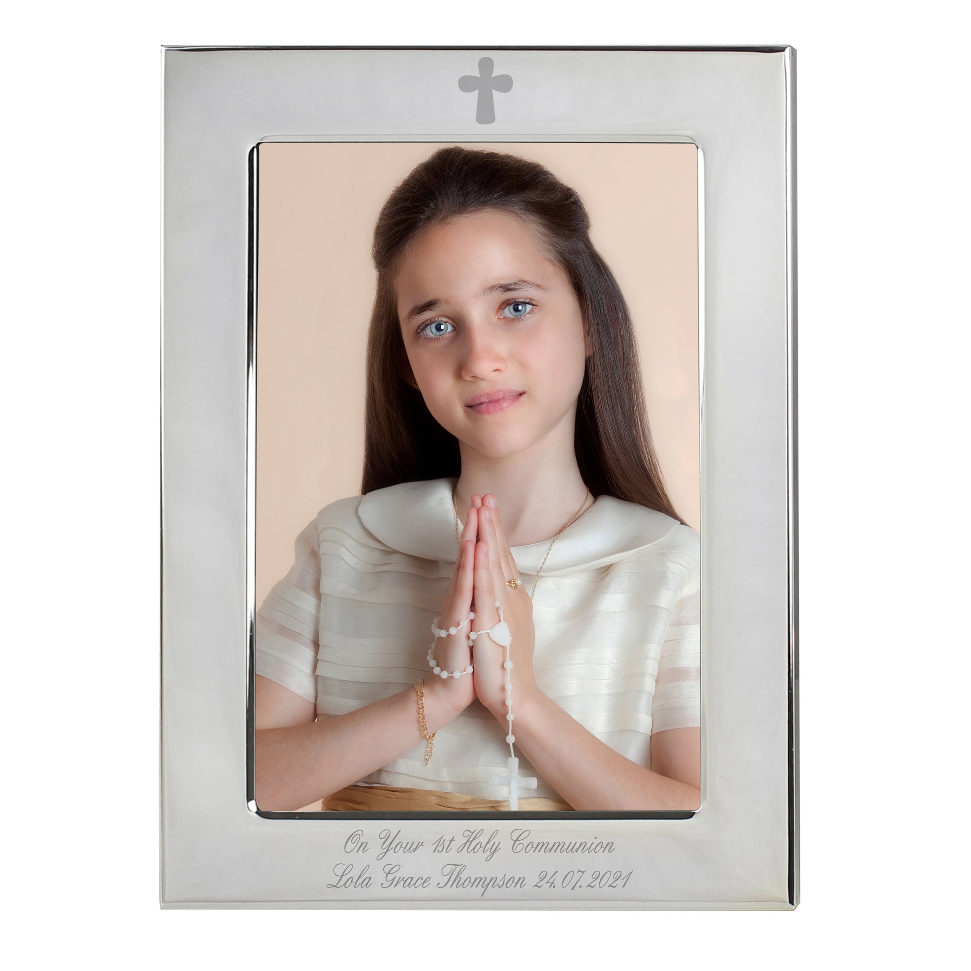 Personalised Silver Plated 6x4 Elegant Cross Photo Frame - MK&JD Gifts