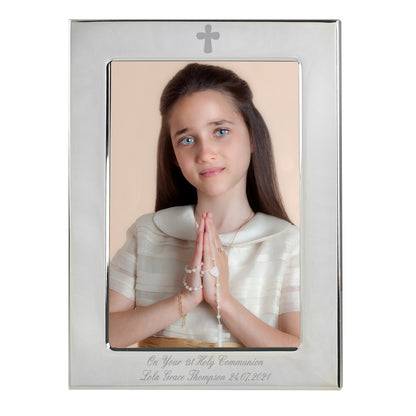 Personalised Silver Plated 6x4 Elegant Cross Photo Frame - MK&JD Gifts