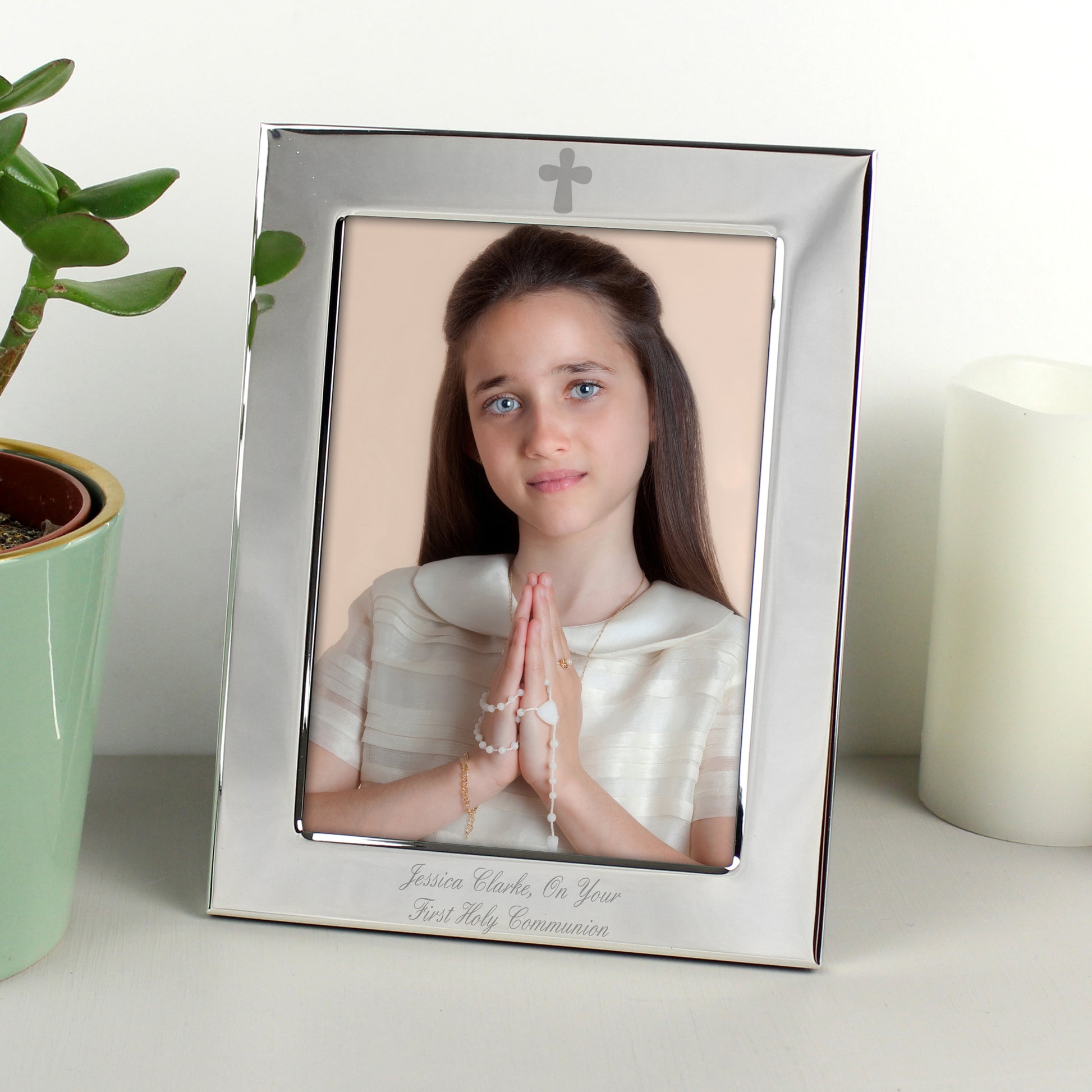 Personalised Silver Plated 6x4 Elegant Cross Photo Frame - MK&JD Gifts