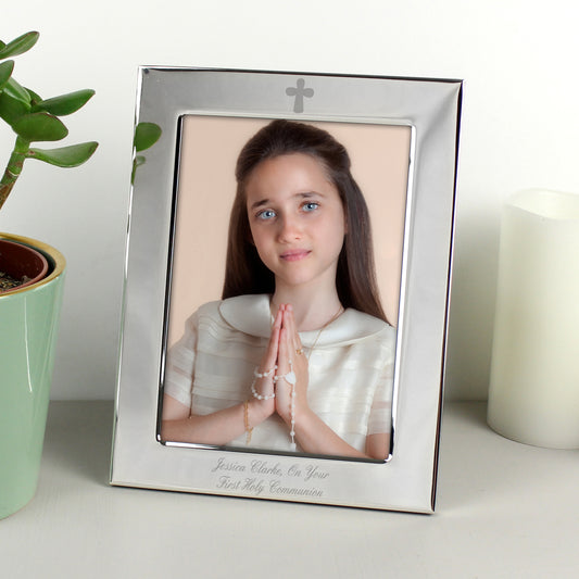 Personalised Silver Plated 6x4 Elegant Cross Photo Frame - MK&JD Gifts