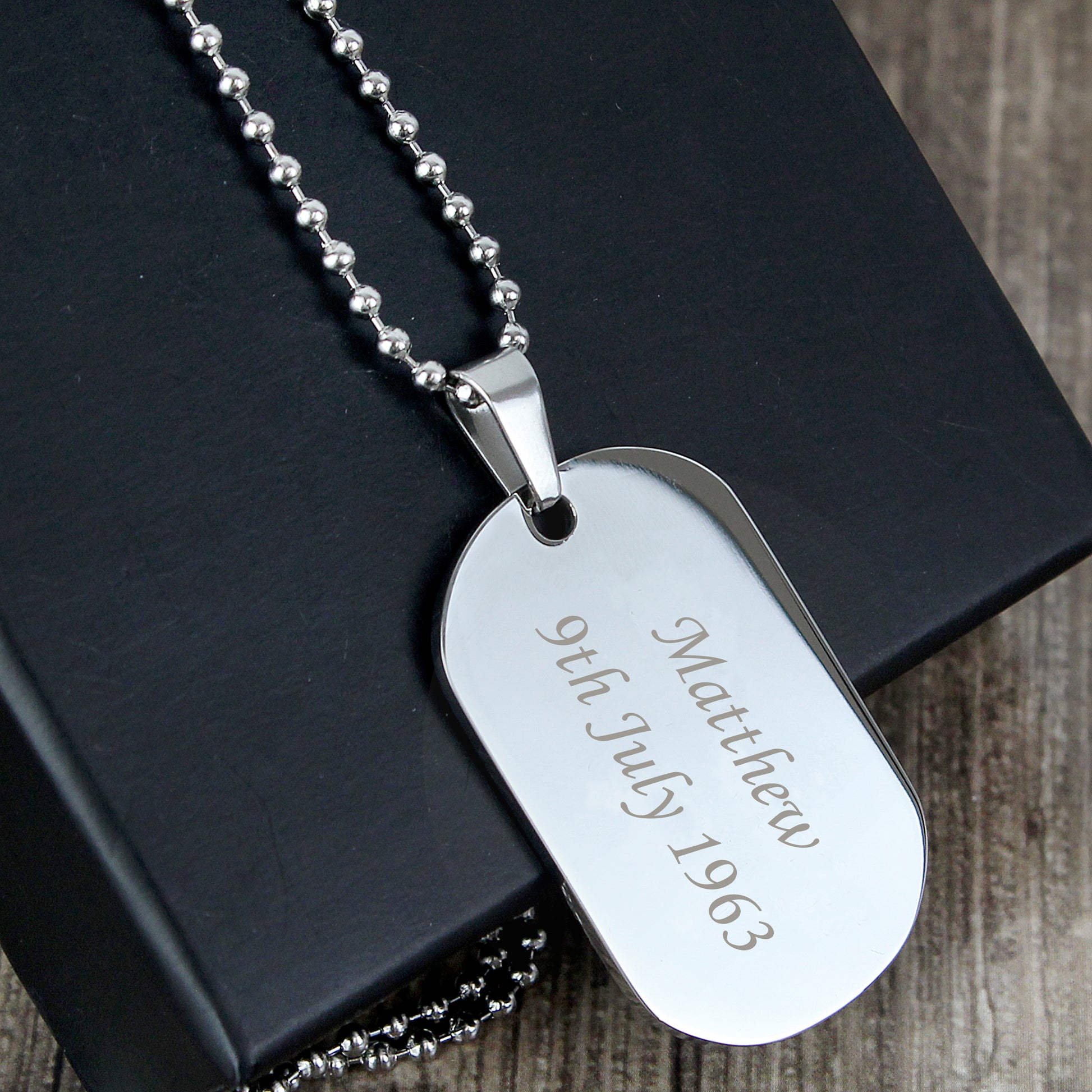 Personalised Stainless Steel Dog Tag Necklace - MK&JD Gifts