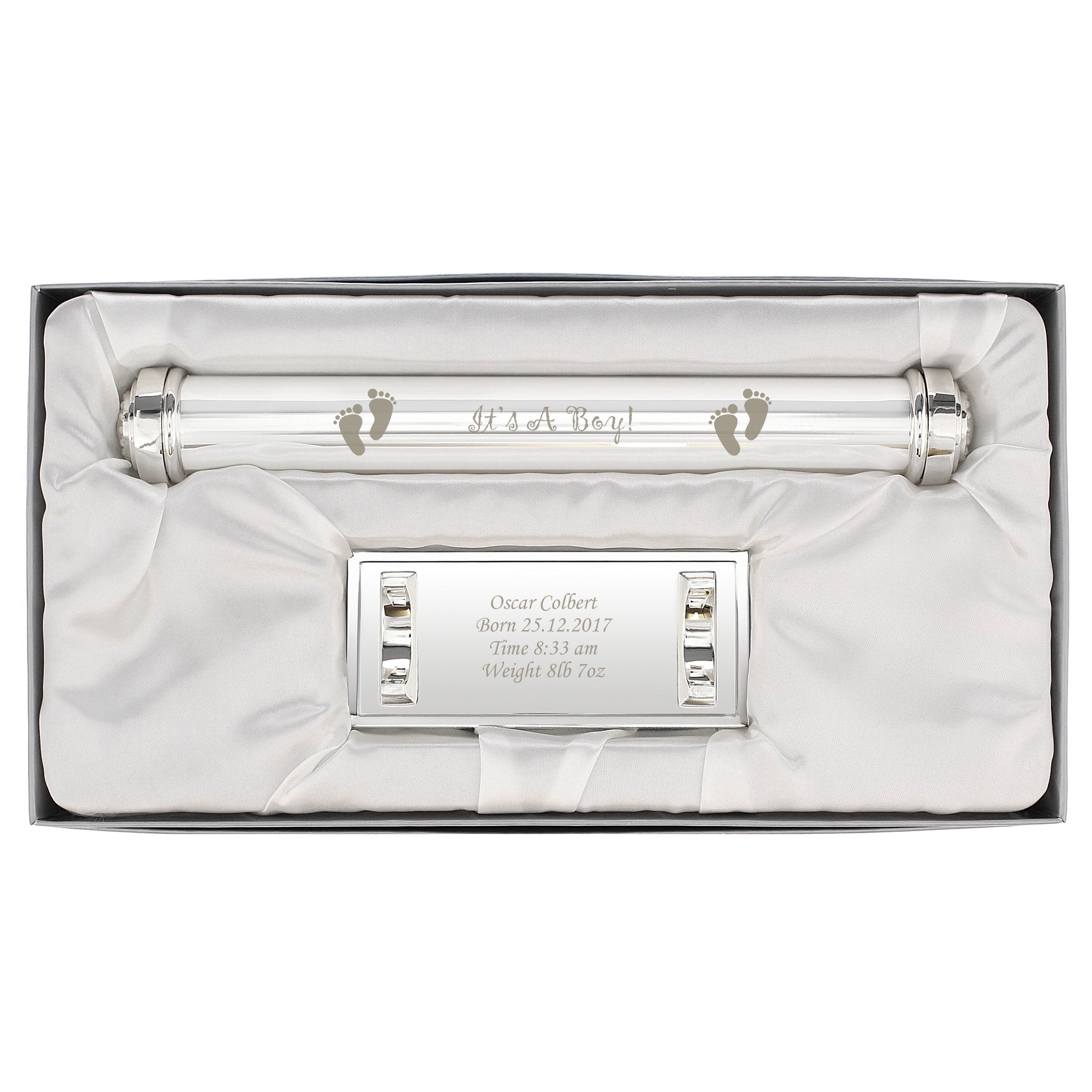 Personalised Its A Boy Silver Plated Certificate Holder - MK&JD Gifts