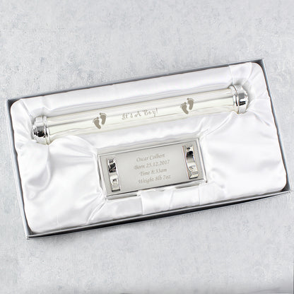 Personalised Its A Boy Silver Plated Certificate Holder - MK&JD Gifts