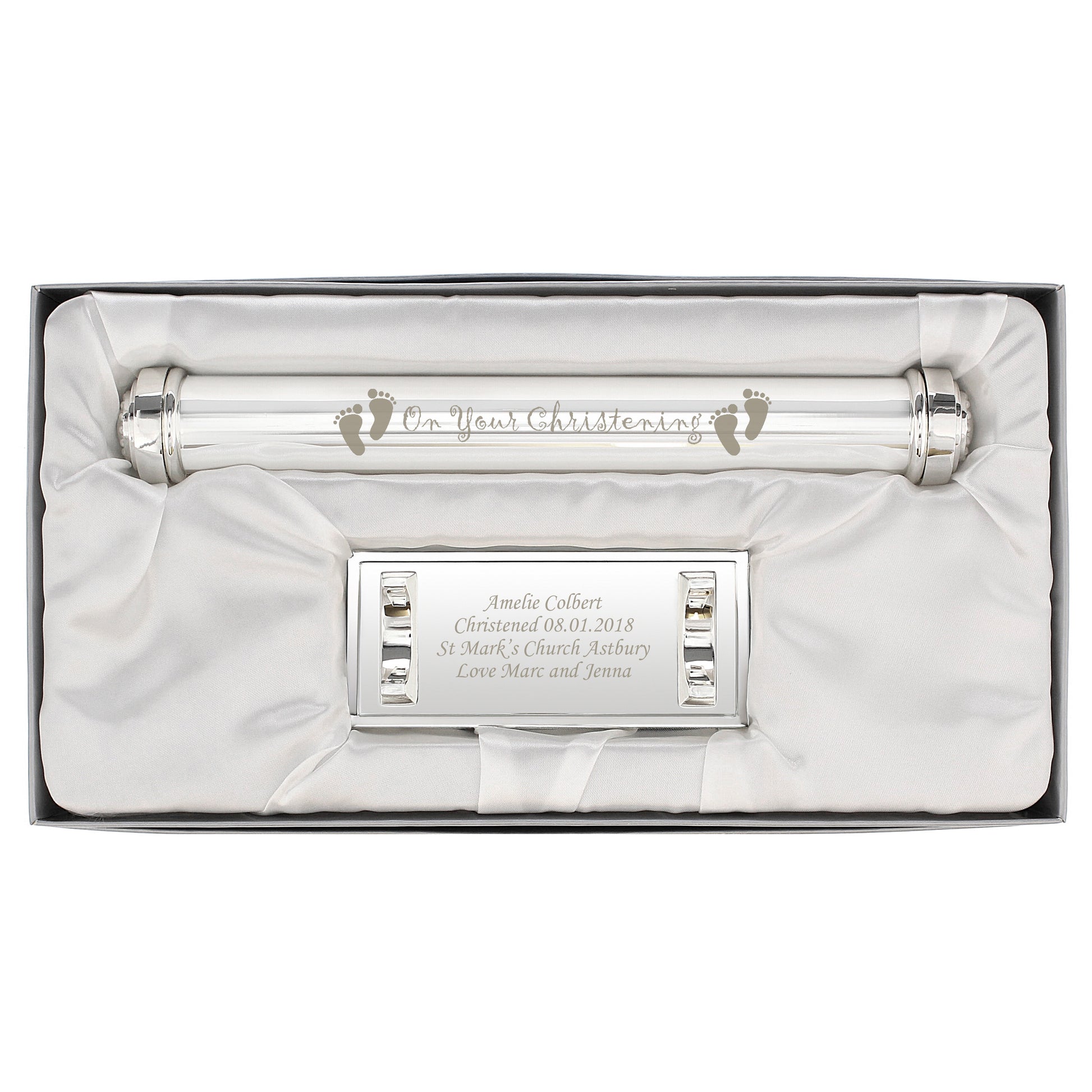 Personalised Christening Silver Plated Certificate Holder - MK&JD Gifts