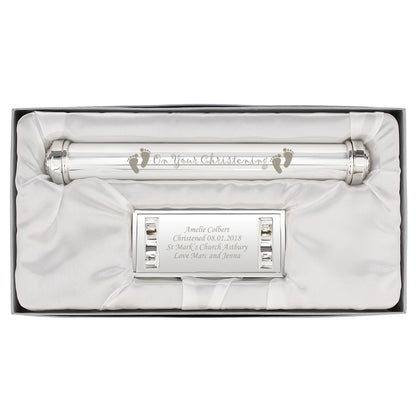 Personalised Christening Silver Plated Certificate Holder - MK&JD Gifts