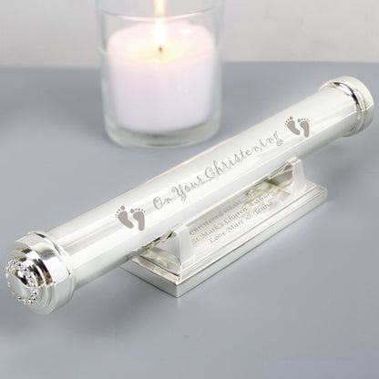 Personalised Christening Silver Plated Certificate Holder - MK&JD Gifts
