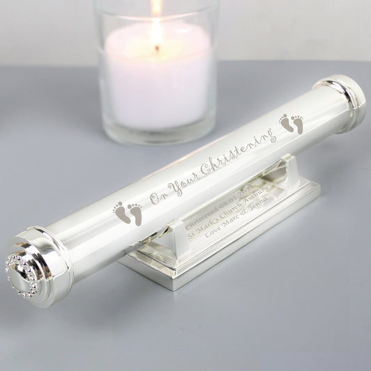 Personalised Christening Silver Plated Certificate Holder - MK&JD Gifts