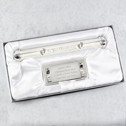 Personalised Christening Silver Plated Certificate Holder - MK&JD Gifts
